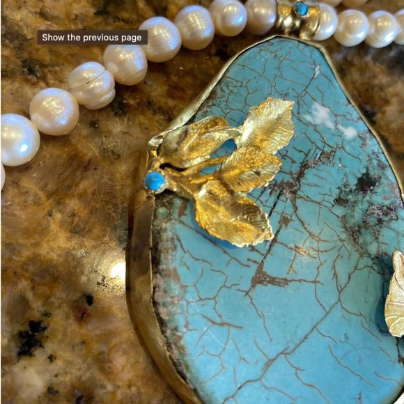 Fresh Water Pearls & Turquoise Necklace - Picture 2 of 4